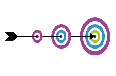 Business goals target with arrows and concentric circles for strategic planning.